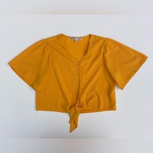 Gypsies & Moondust Yellow Button Crop Top